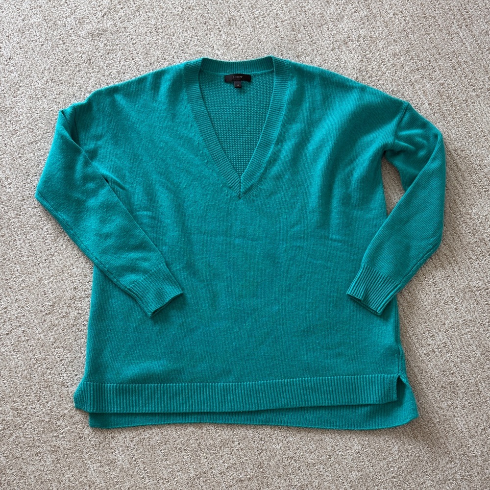 J.Crew Teal V-Neck Sweater - Men's Lightweight Knit
